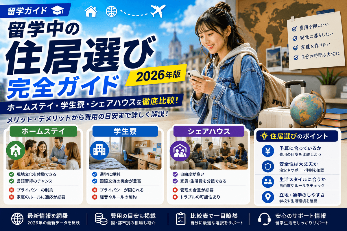 Study Abroad Housing Guide 2026 — Homestay vs. Dorm vs. Share House