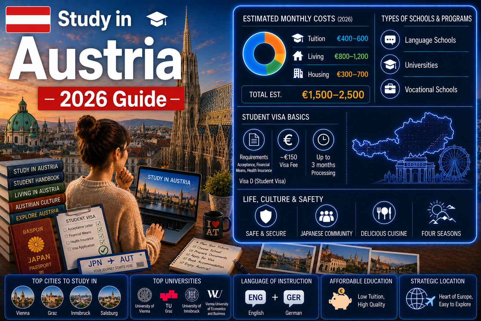Study in Austria 2026 — Complete Guide to Costs, Schools, Visa & Life