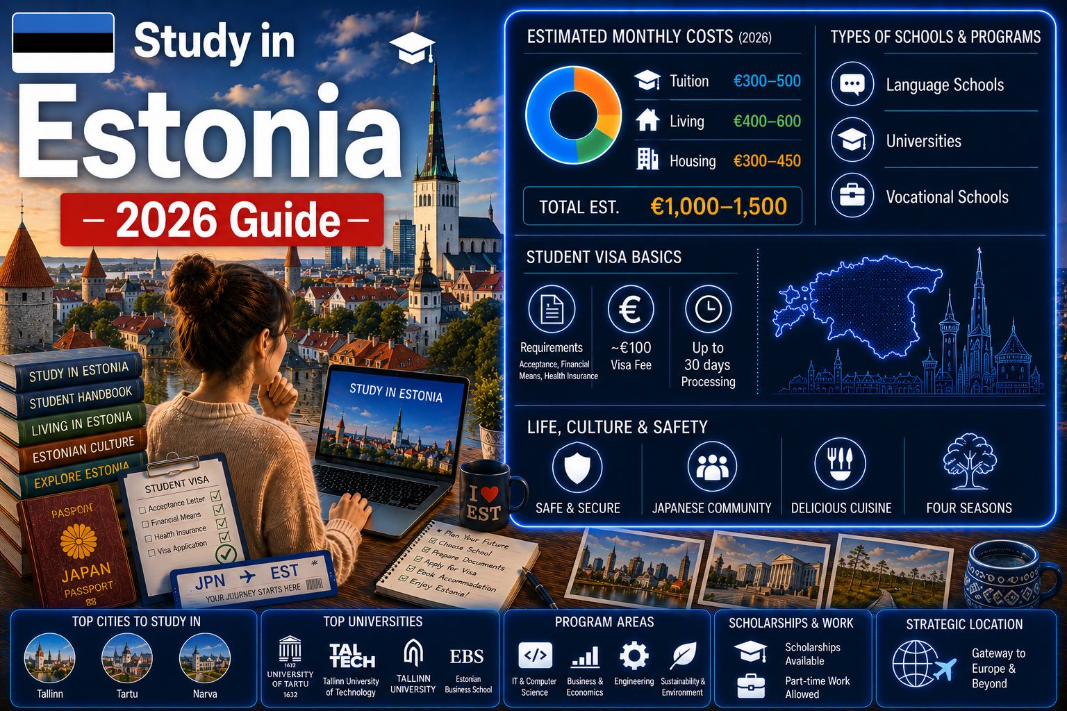 Study in Estonia 2026 — Complete Guide to Costs, Schools, Visa & Life