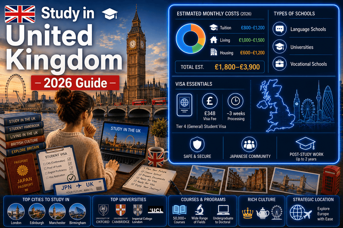 Study in United Kingdom 2026 — Complete Guide to Costs, Schools, Visa & Life