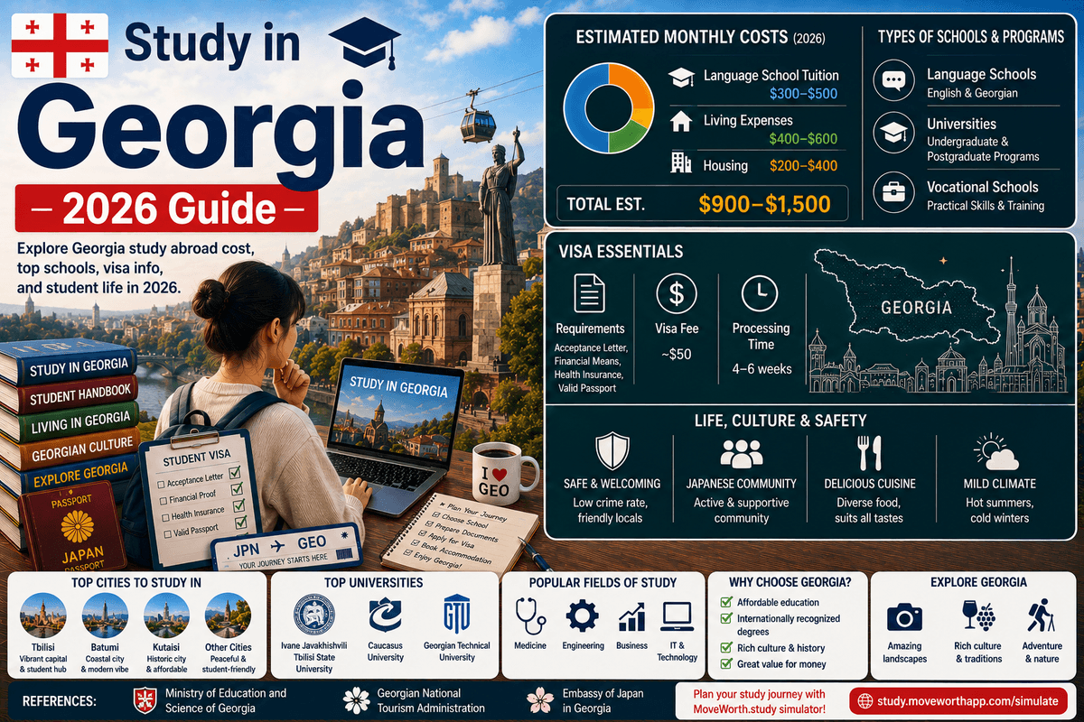 Study in Georgia 2026 — Complete Guide to Costs, Schools, Visa & Life