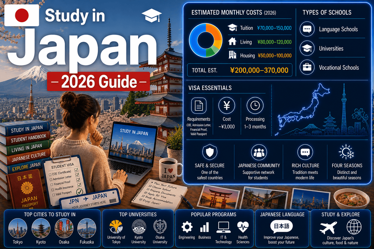Study in Japan 2026 — Complete Guide to Costs, Schools, Visa & Life