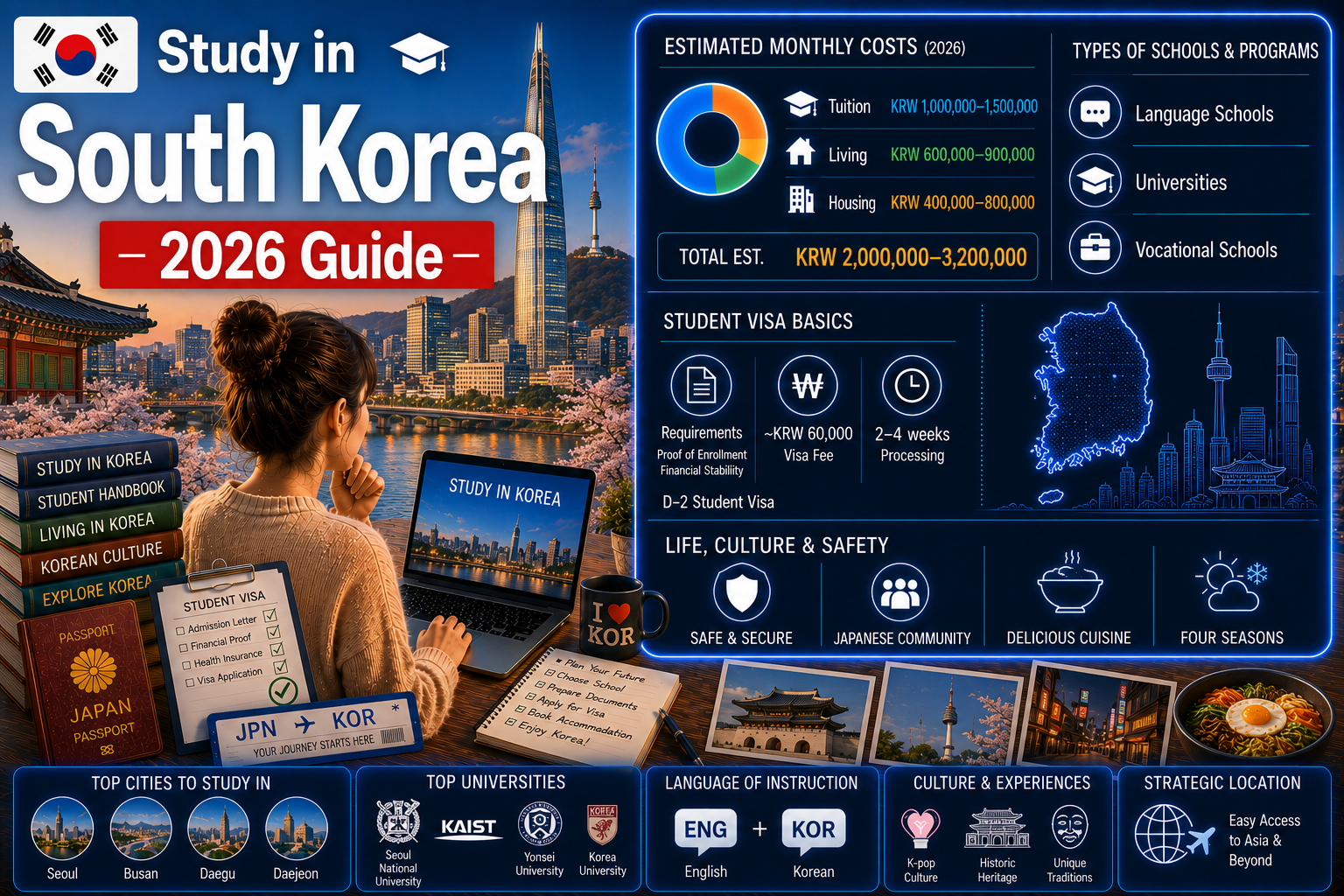 Study in South Korea 2026 — Complete Guide to Costs, Schools, Visa & Life