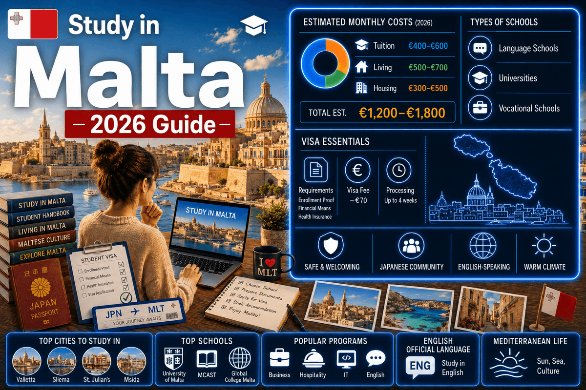 Study in Malta 2026 — Complete Guide to Costs, Schools, Visa & Life