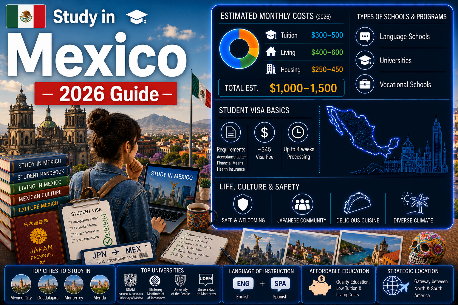 Study in Mexico 2026 — Complete Guide to Costs, Schools, Visa & Life