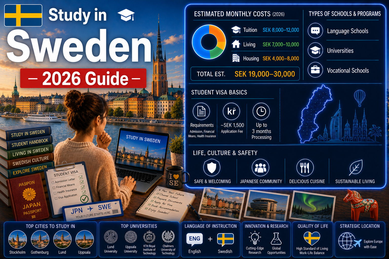 Study in Sweden 2026 — Complete Guide to Costs, Schools, Visa & Life