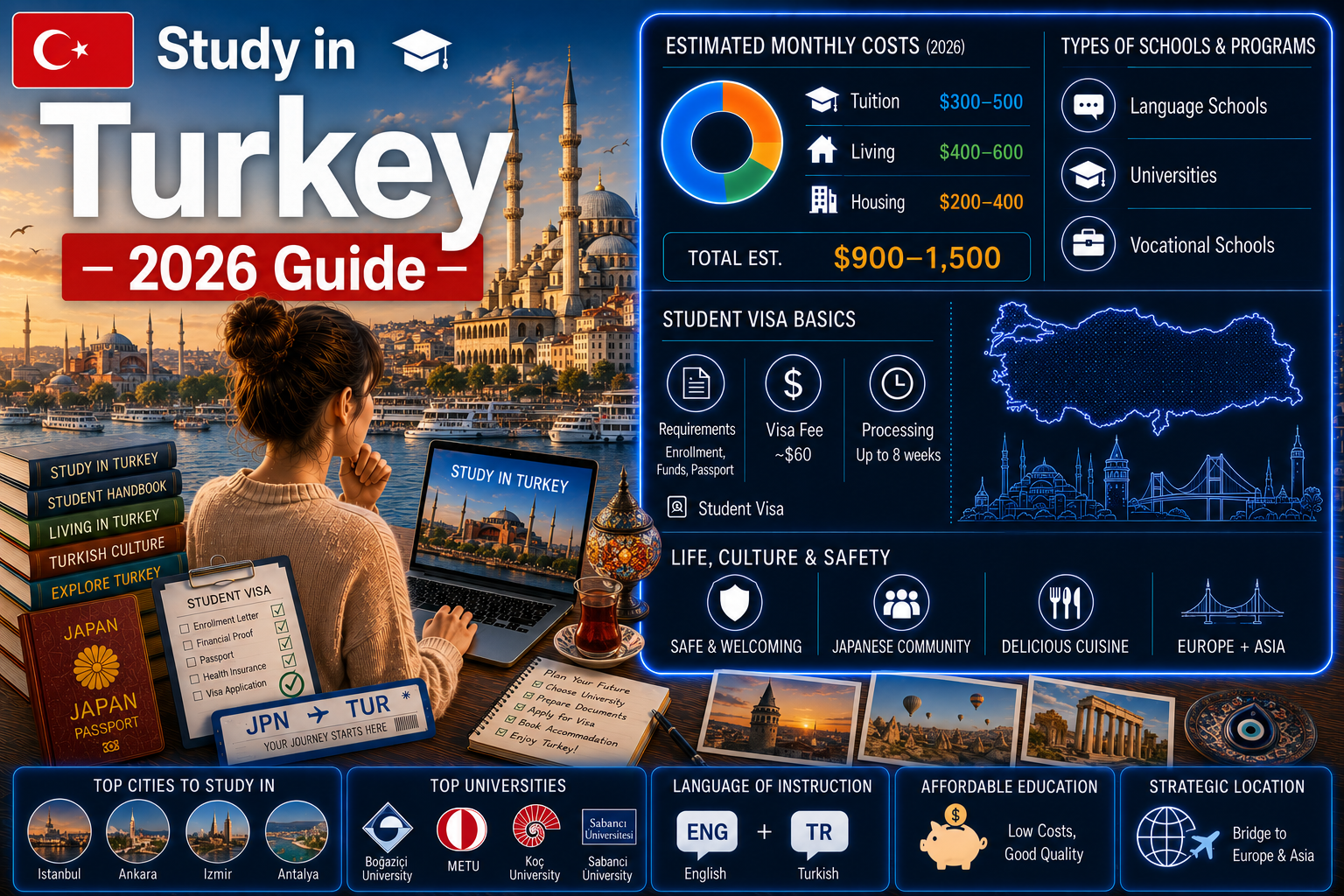 Study in Turkey 2026 — Complete Guide to Costs, Schools, Visa & Life