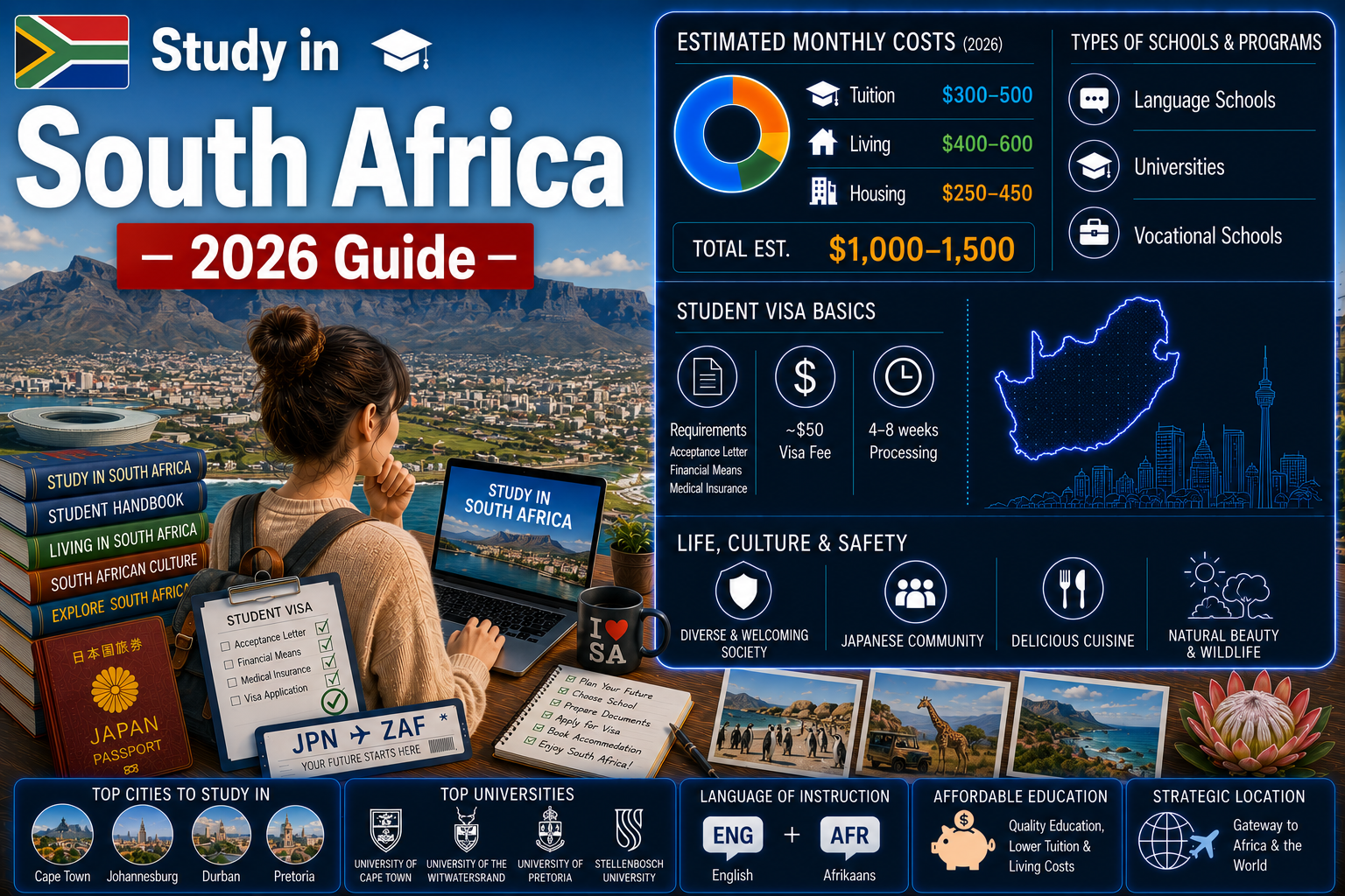 Study in South Africa 2026 — Complete Guide to Costs, Schools, Visa & Life